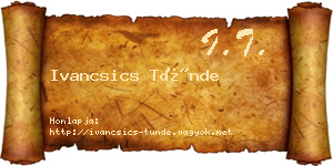 Ivancsics Tünde névjegykártya
